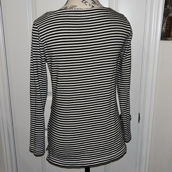 Kate Spade Women Blouse Shirt Cotton Striped Black White - Picture 5 of 6